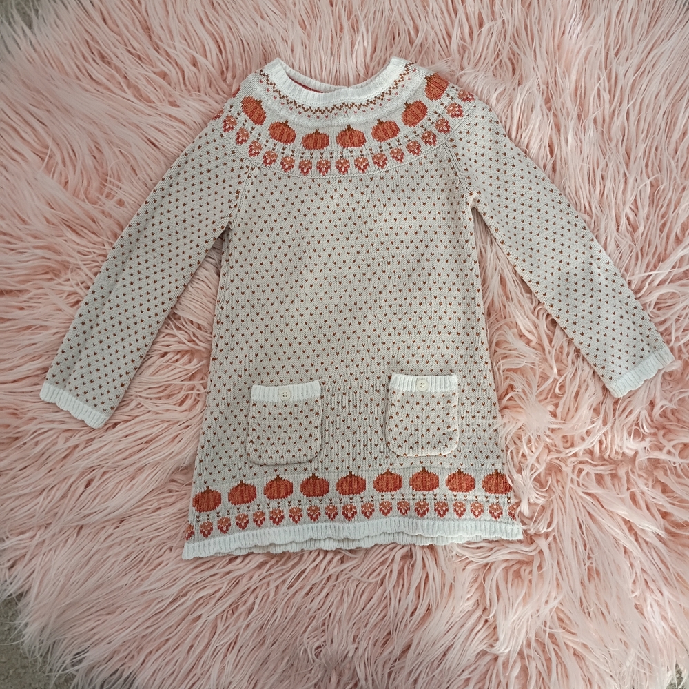 Max Studio Kids Cream and Orange Patterned Dress